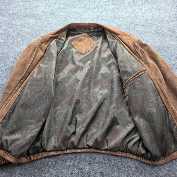 Roundtree & Yorke Suede Jacket Bomber Harrington Leather Brown Men Large Vintage - Picture 8 of 14
